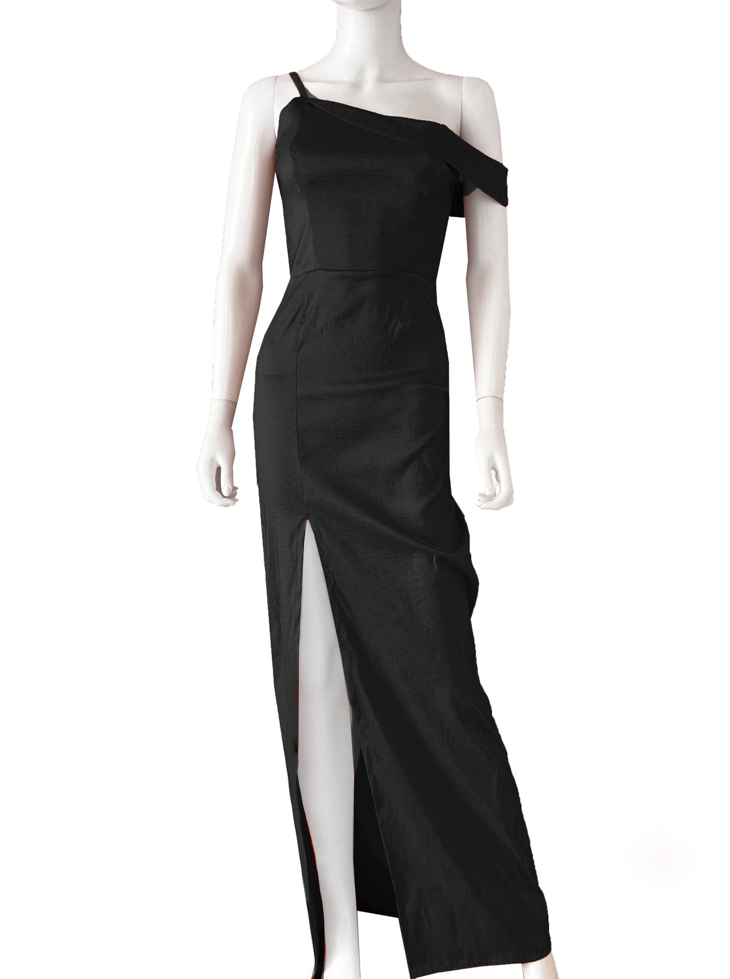 Vestido un tirante y manga caída negro