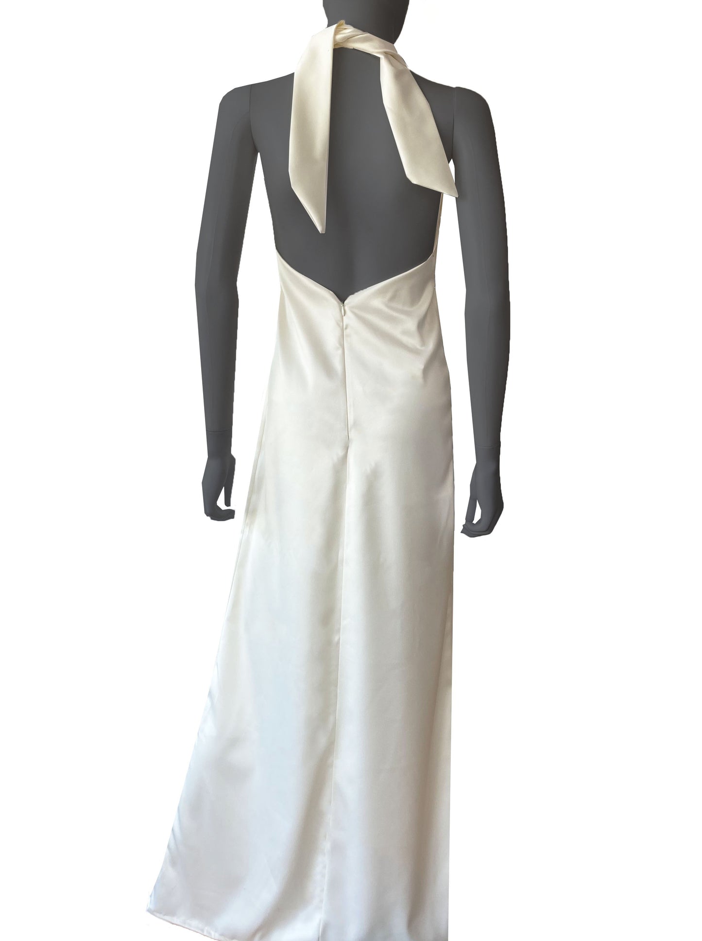 Vestido halter satén ivory.
