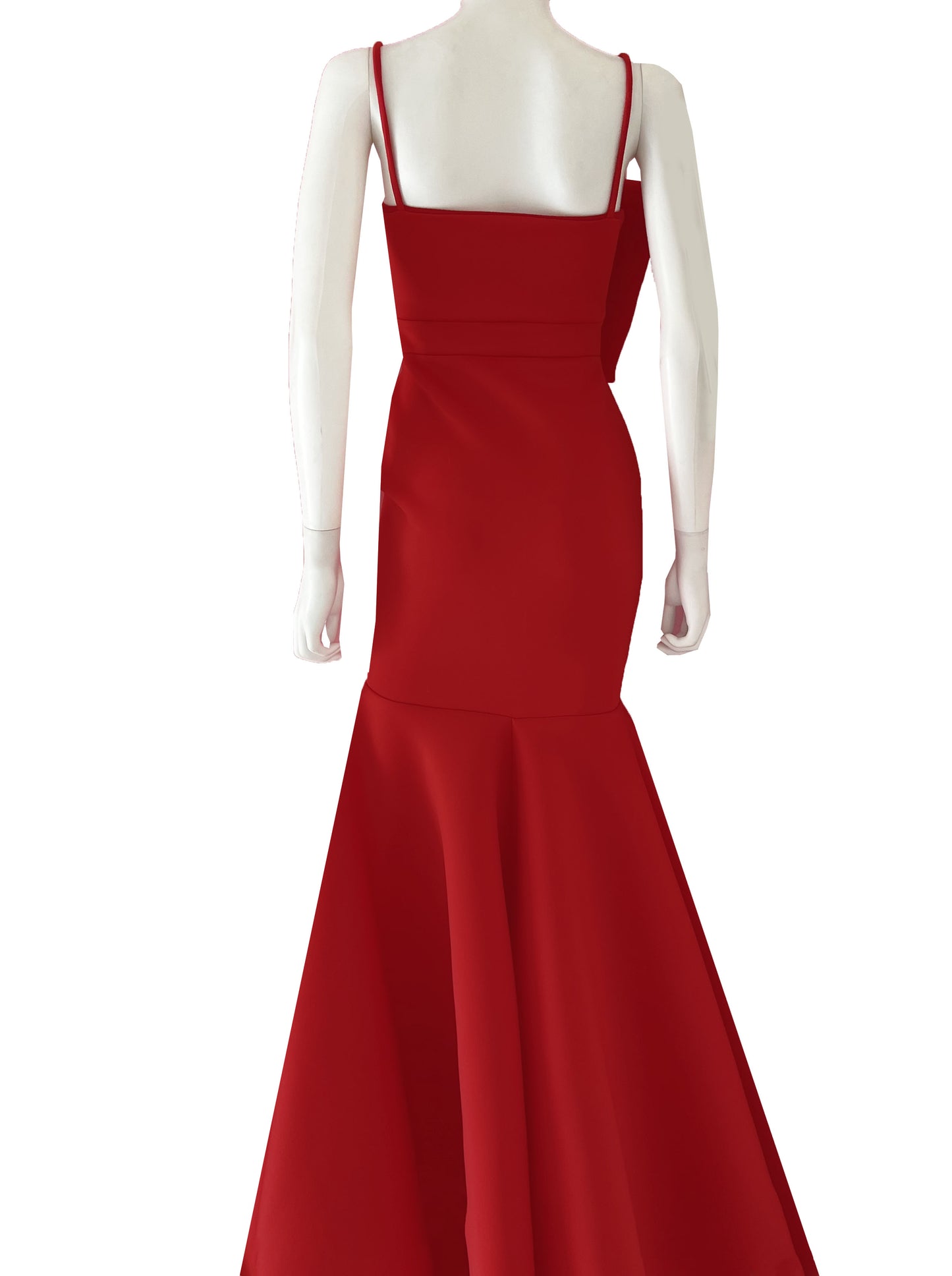 Vestido medio moño rojo.
