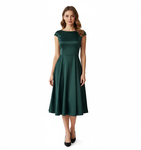 Vestido manguita midi verde.