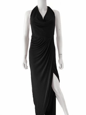 Vestido halter escote caido negro