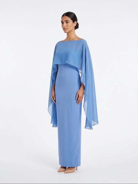 Vestido midi capa azul pastel