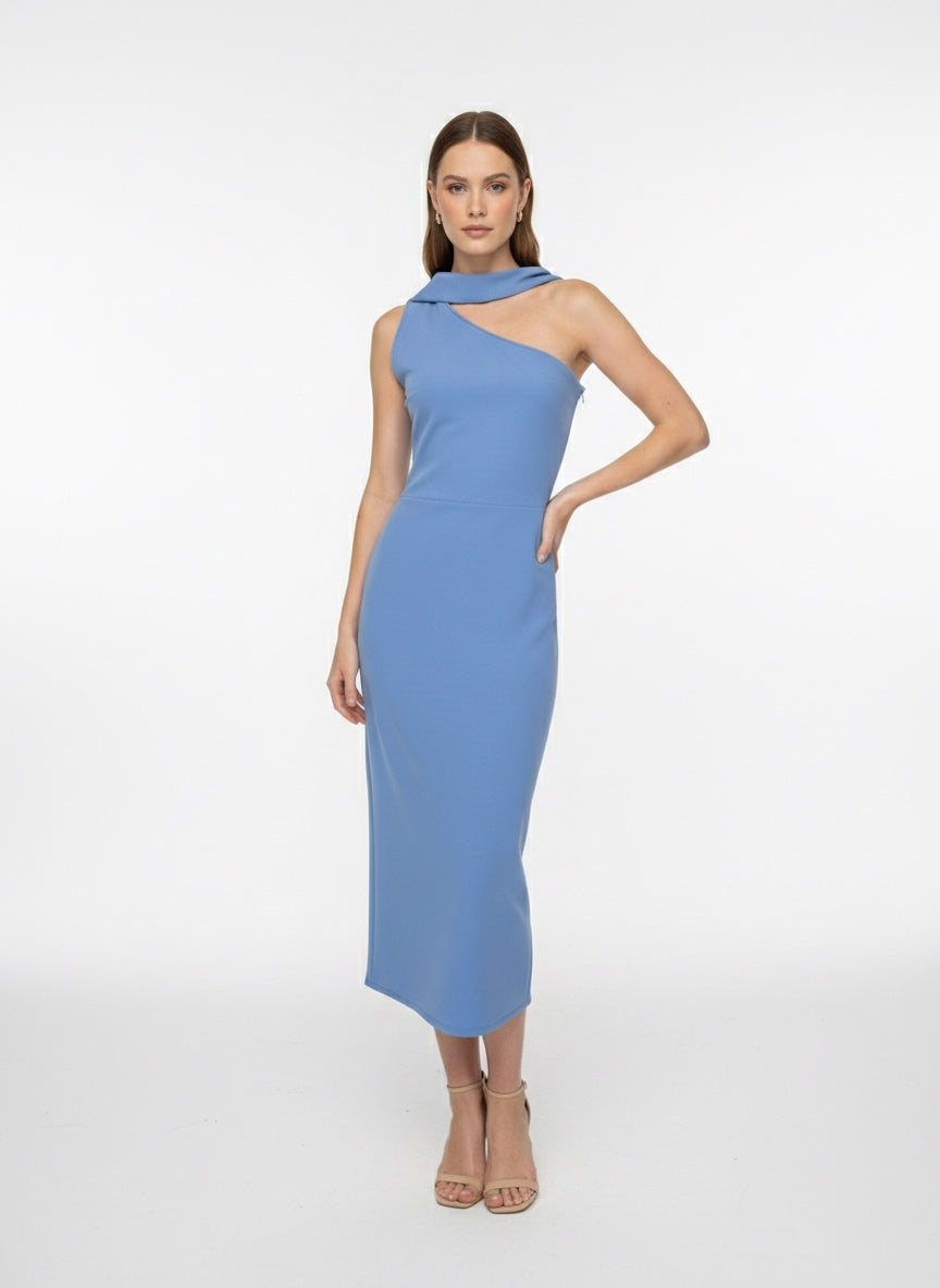 Vestido banda colgante en cuello azul