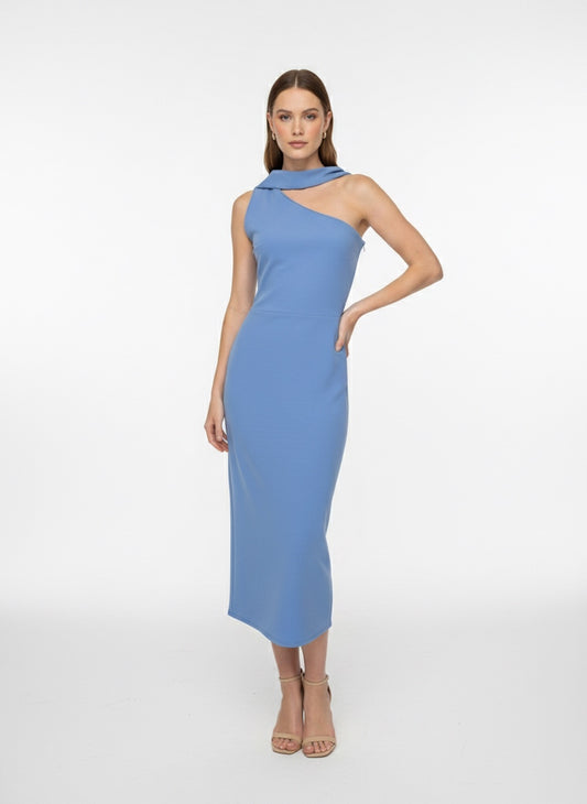 Vestido banda colgante en cuello azul