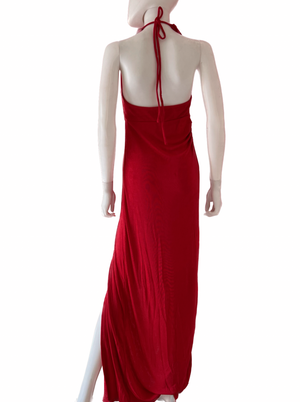 Vestido halter escote caído rojo