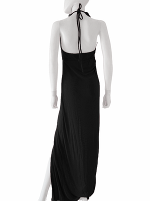 Vestido halter escote caido negro