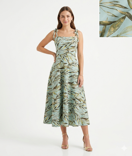 Vestido midi estampado palmas
