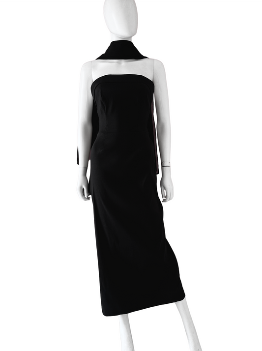 Vestido con capa shiffon negro