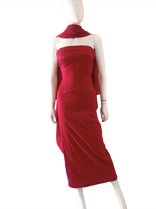 Vestido con capa shiffon bugambilia