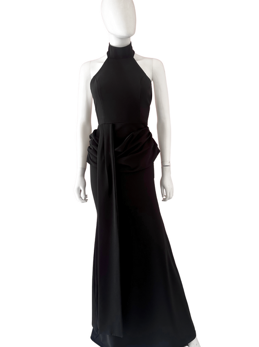 Vestido halter detalle en cadera negro