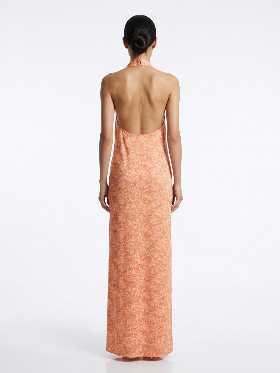 Vestido halter estampado satén