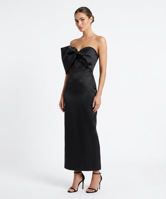 Vestido midi moño en brazo negro