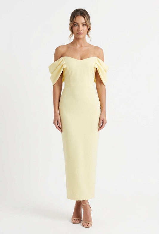 Vestido midi manguitas  butter yellow