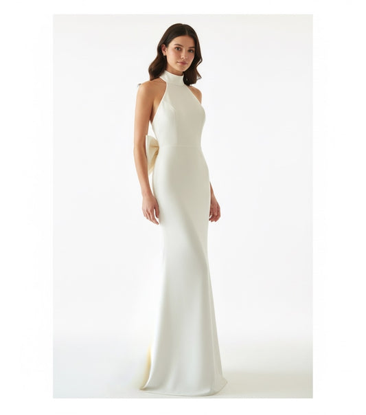 Vestido halter  moño espalda ivory