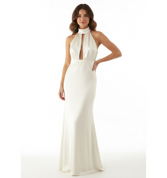 Vestido halter satén blanco