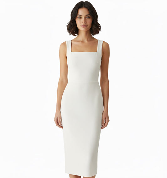 Vestido midi escote cuadrado