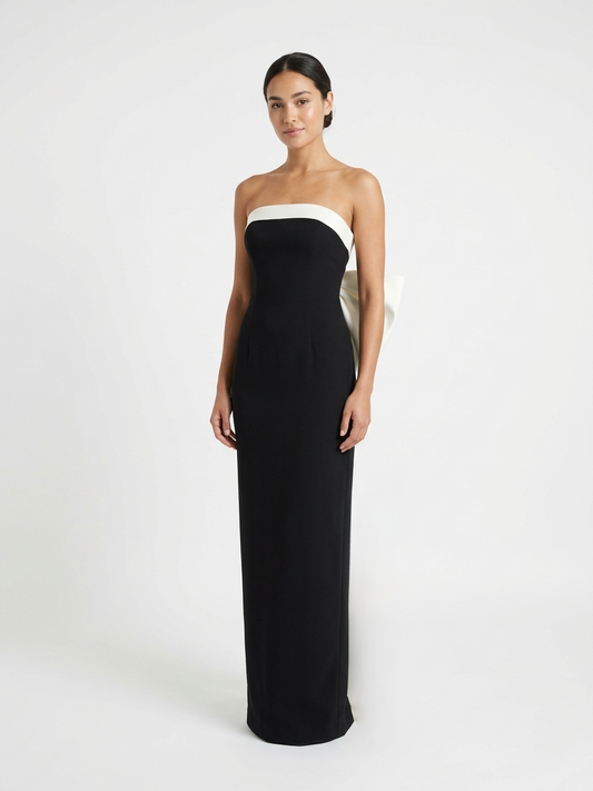 PRE-OPRDER Vestido negro moño ivory.