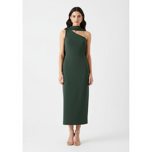 Vestido banda colgante en cuello verde botella
