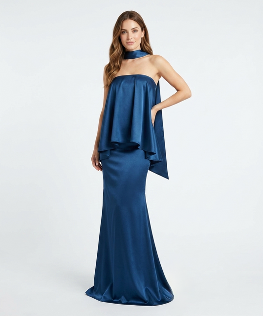 Vestido blusa volante  azul
