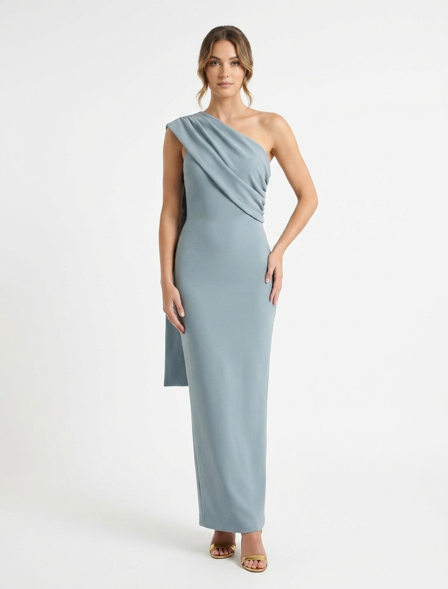 Vestido midi pieza cruzada azul claro