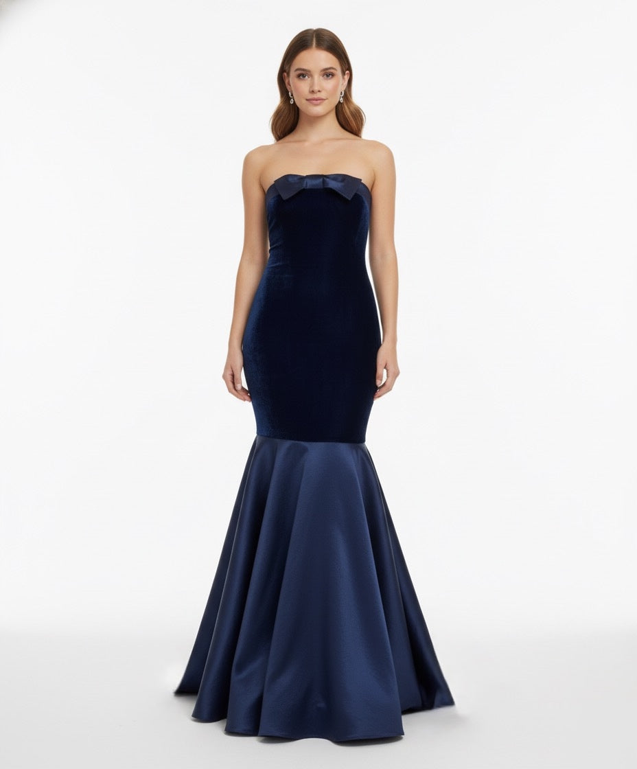 Vestido sirena velvet moño