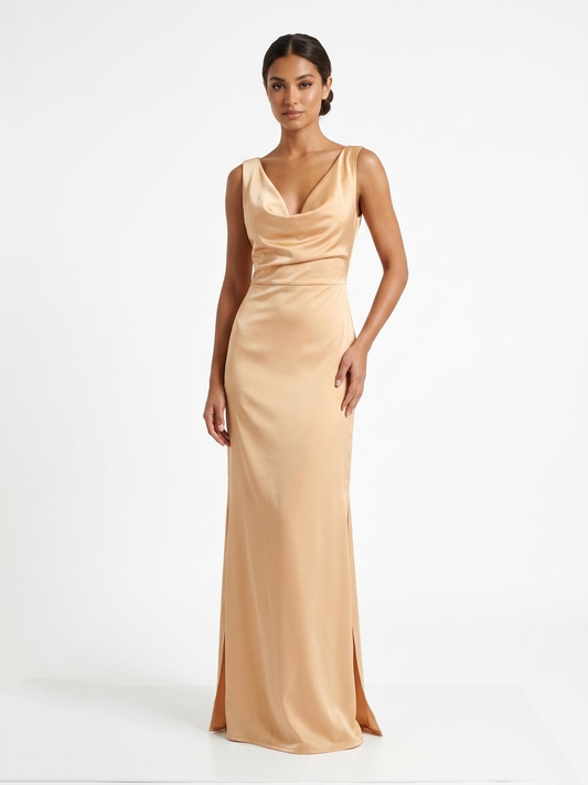 PRE-ORDER Vestido espalda  cruz satén amarillo