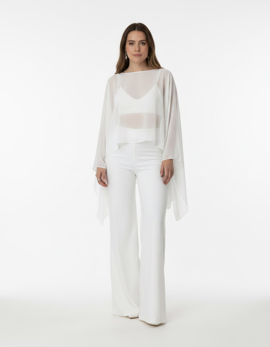 Set pantalon y capa blanco