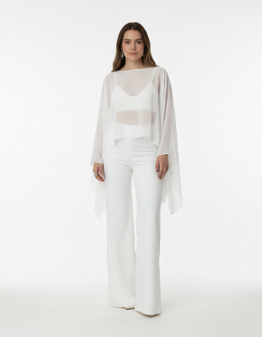 Set pantalon y capa blanco