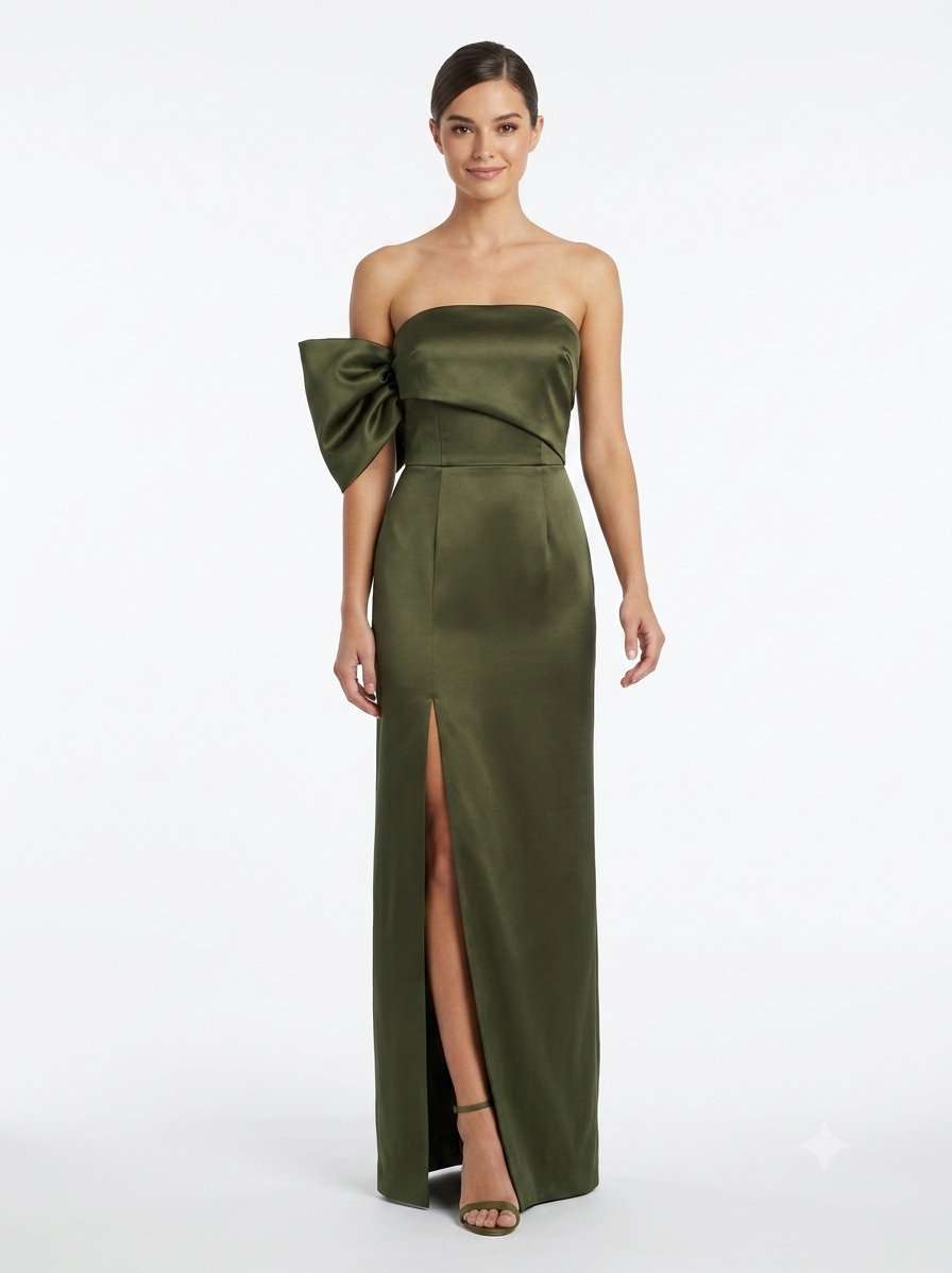 Vestido moño en un brazo verde olivo