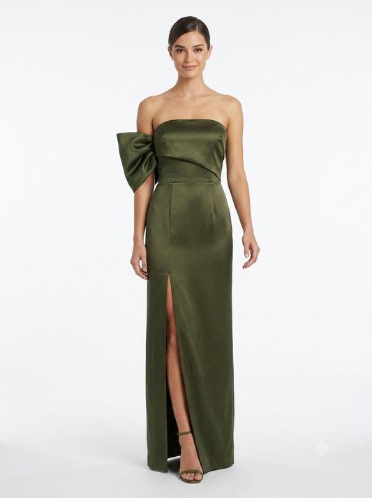 Vestido moño en un brazo verde olivo