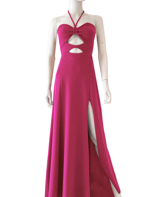 Vestido cout out halter rosa mex.