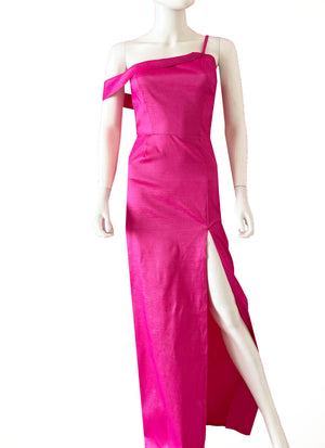 Vestido un tirante y manga caída rosa