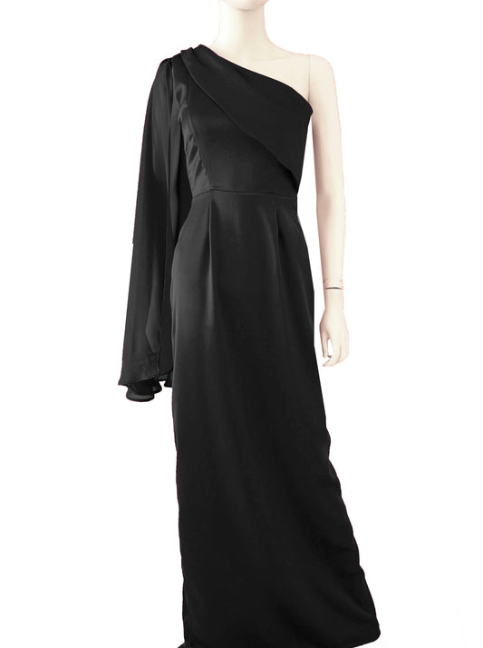 Vestido manga shiffon negro.