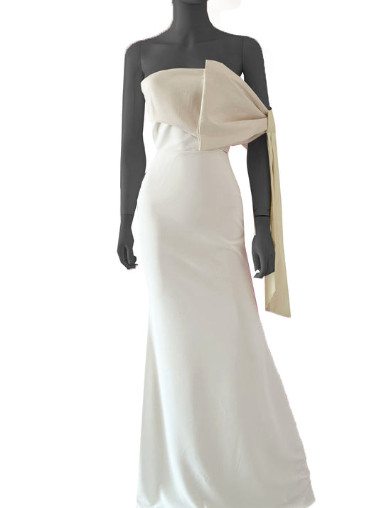Vestido moño en brazo ivory