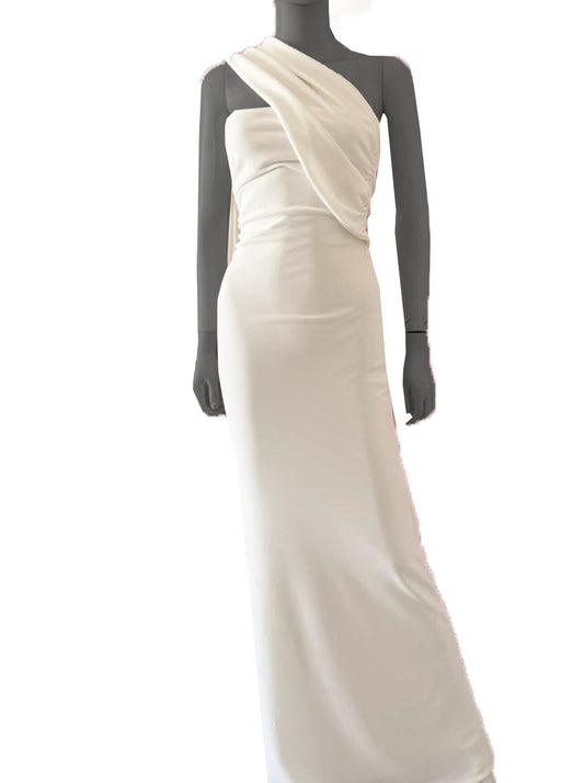 Vestido pieza cruzada blanco.