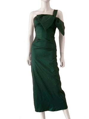 Vestido moño en pecho midi verde