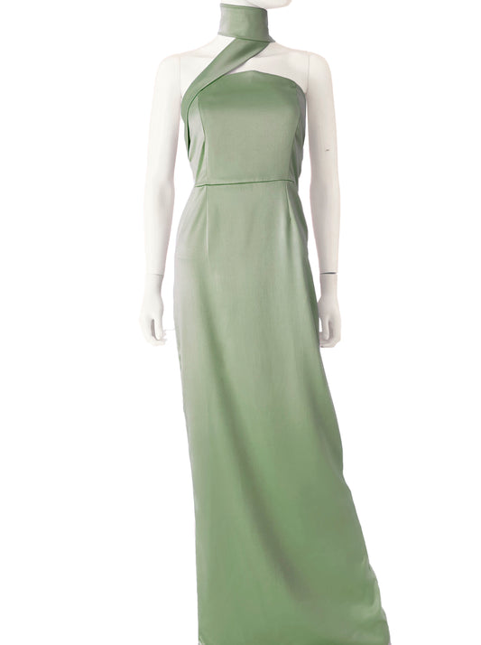Vestido banda en cuello pistache