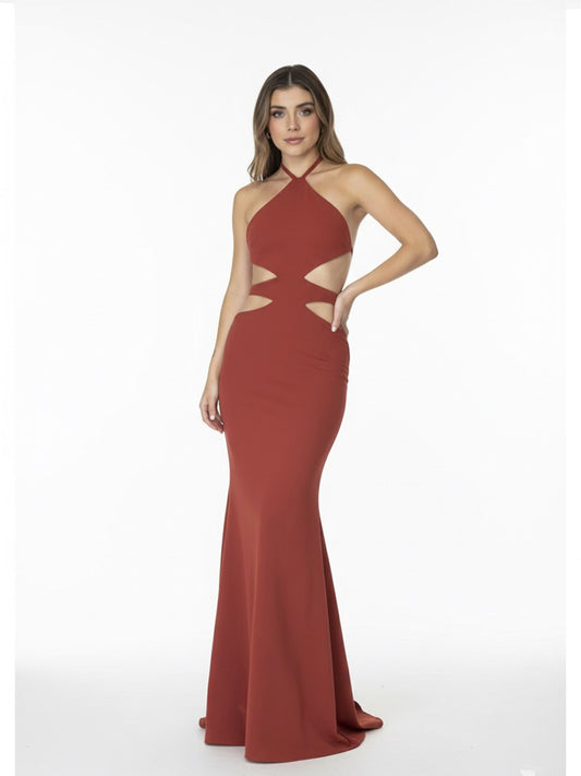 Vestido halter rombos chedrón.