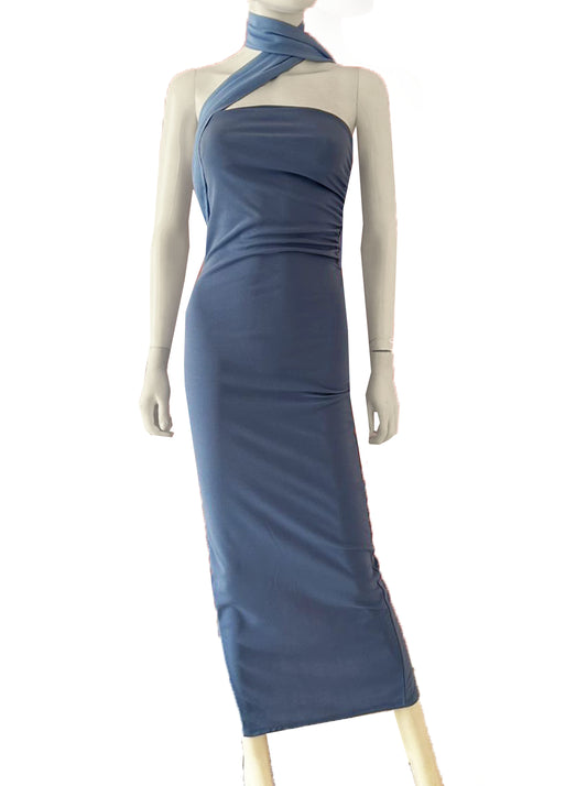 Vestido banda  midi azul pastel.