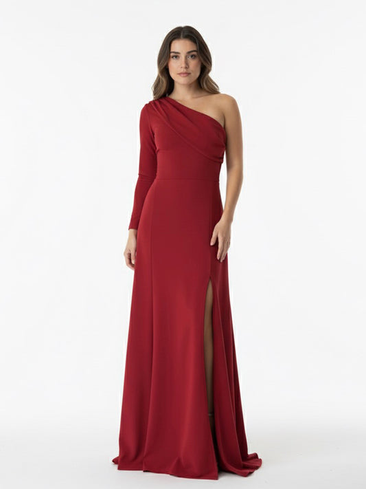Vestido con colgante en hombro rojo