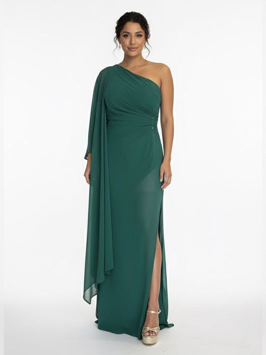 Vestido manga oversized detalle cintura verde