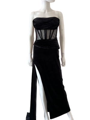 Vestido corset velvet negro.