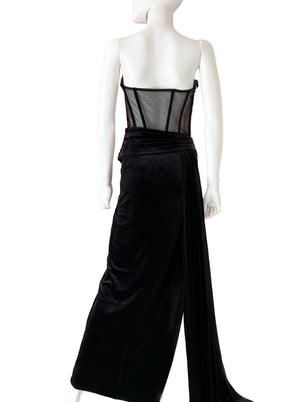 Vestido corset velvet negro.