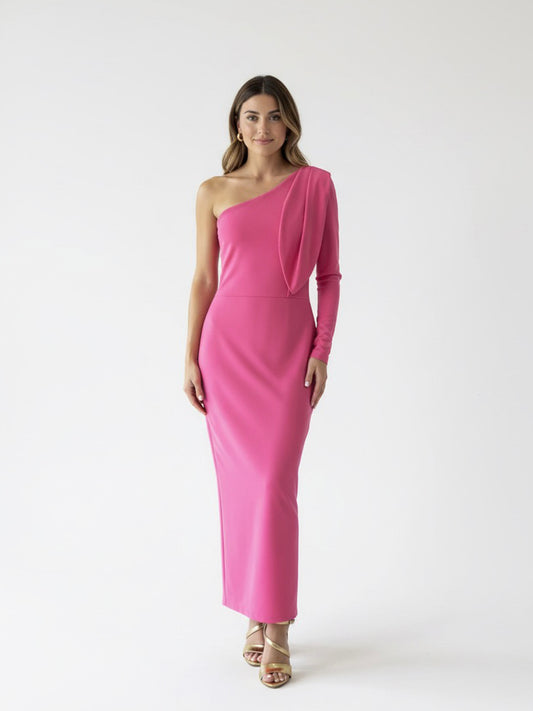 Vestido pétalo rosa.
