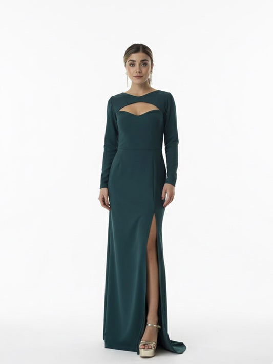 Vestido detalle en pecho verde.