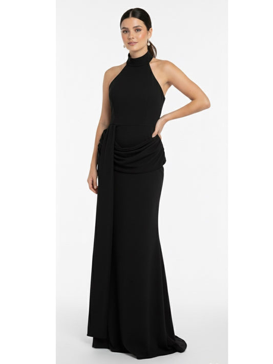 Vestido halter detalle en cadera negro