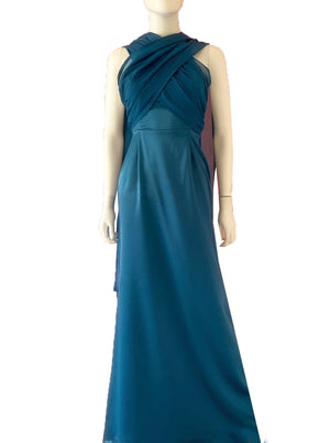 Vestido multi forma halter azul petróleo