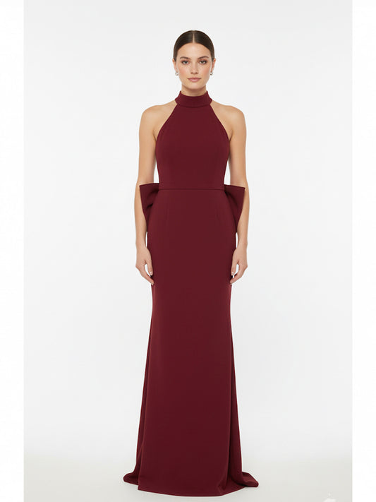 Vestido halter moño espalda tinto