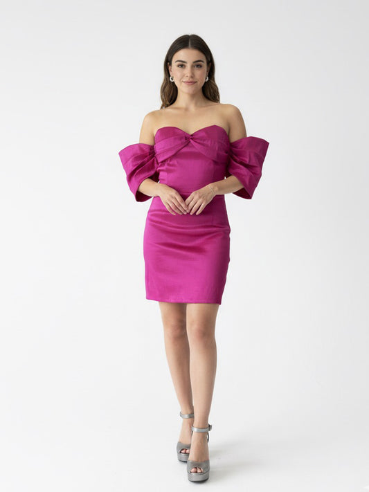 Vestido mini  manguitas bugambilia