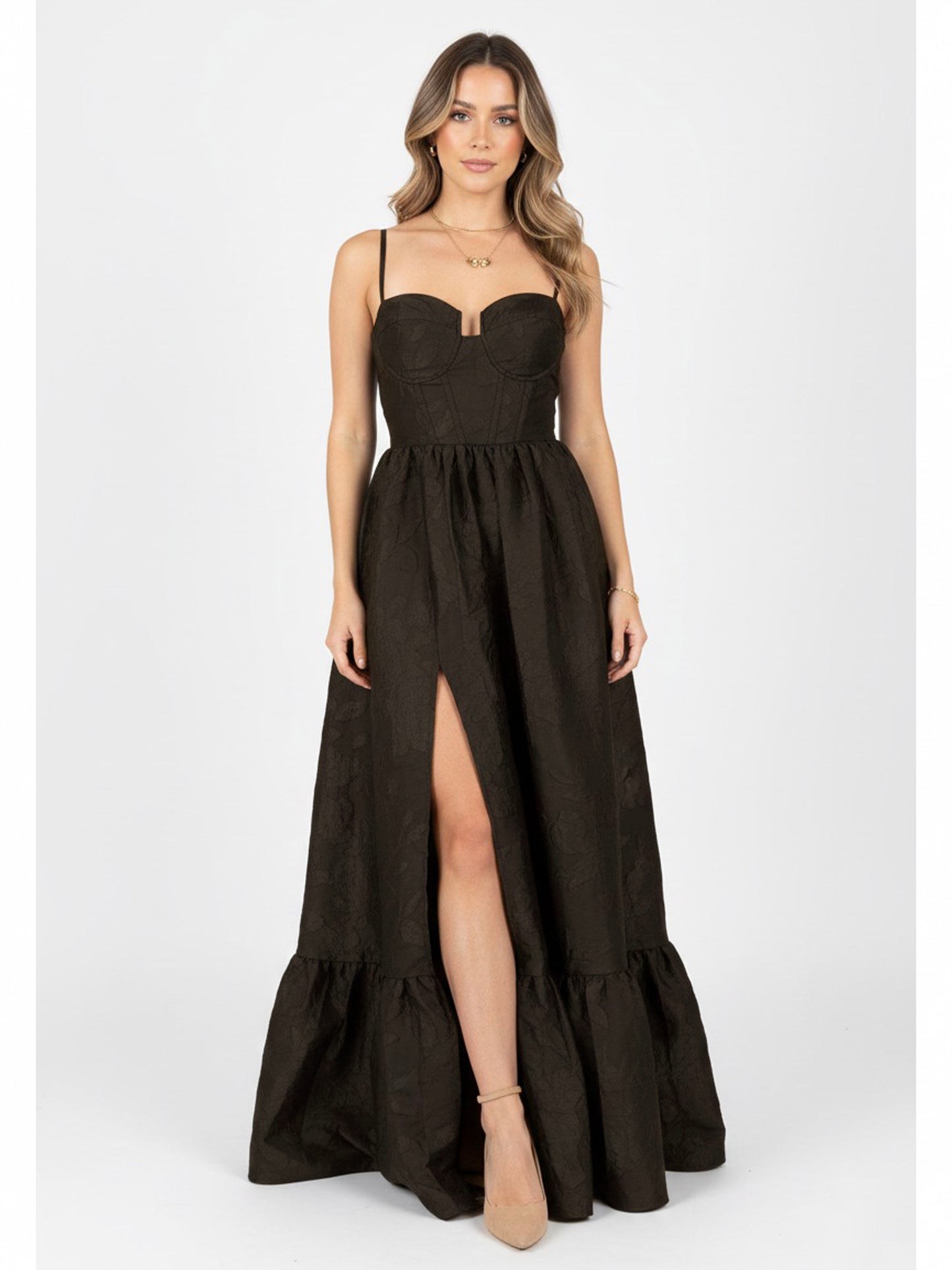 Vestido corset brocado.